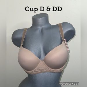 Push Up Padded T-Shirt 3 Hooks Underwire Bra Cup D & DD. NWT